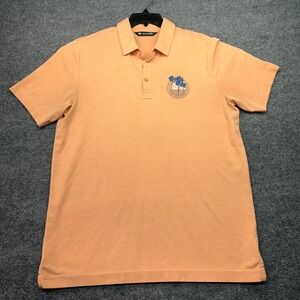 Travis Mathew Mens Orange Palm Tree Golf Polo Shirt Size Large